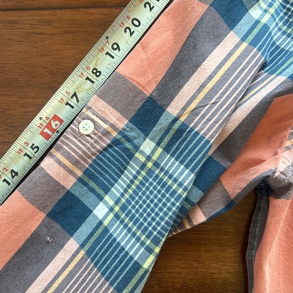 GAP CLASSIC FIT BUTTON UP LONG SLEEVE CKECKED ORANGE/BLUE SHIRT LARGE - Picture 10 of 10